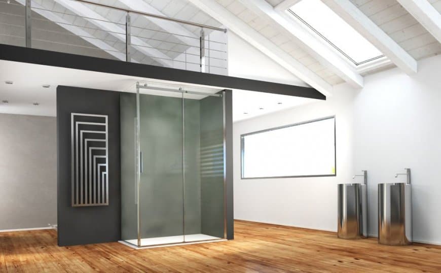 Pareti doccia Walk In in vetro trasparente per ambienti eleganti.